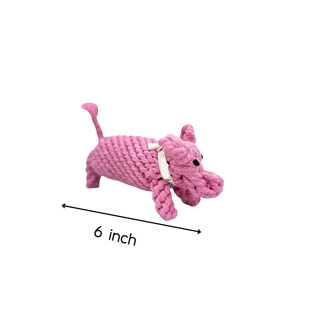Piggy Pink Rope Dog Toy-4