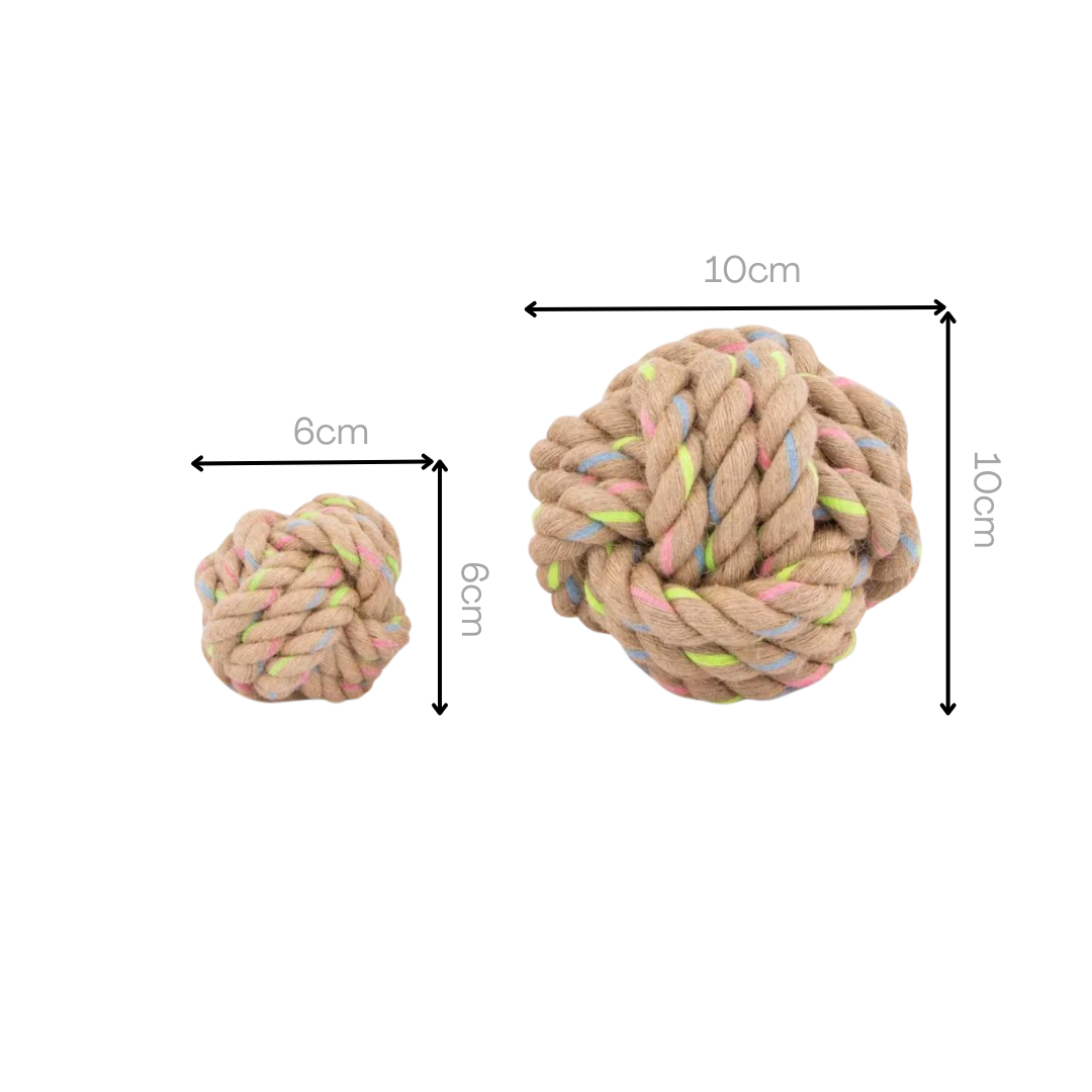 Natural Hemp & Recycled Cotton Rope Ball - 2 Sizes (Small/Large)